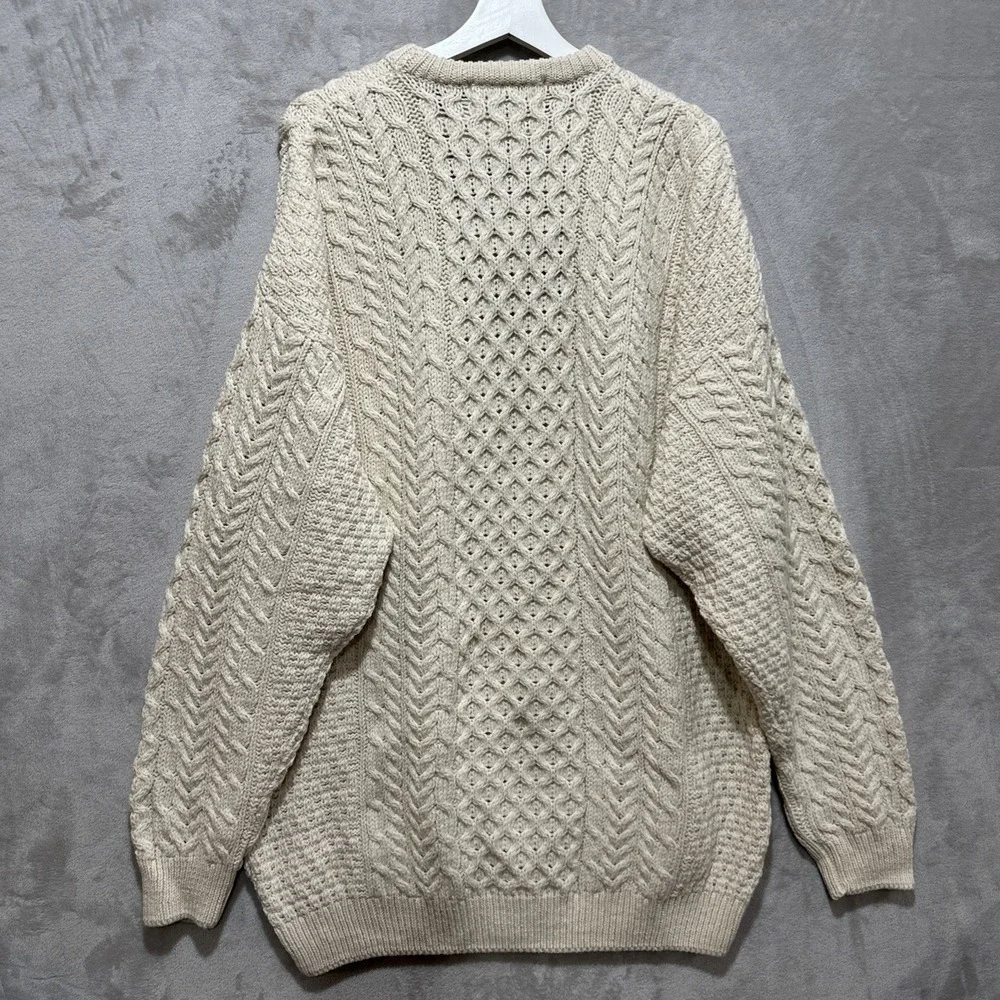 Aran Irish Men's Merino Wool Sweater Cable Knit Traditional Fisherman Pullover